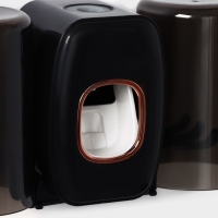 Держатель для зубных щёток с выдавливателем для зубной пасты, стакан 2 шт, 20&times;10,2&times;6,2 см, цвет чёрный