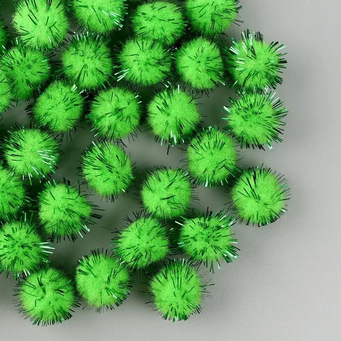 Детали для декора &laquo;Бомбошки с блеском&raquo;, набор 50 шт., размер 1 шт. &mdash; 1,5 см, цвет зелёно-золотой