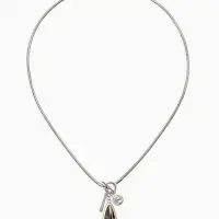 Кулон на цепочке "Стиль" капля, цвет серый в серебре