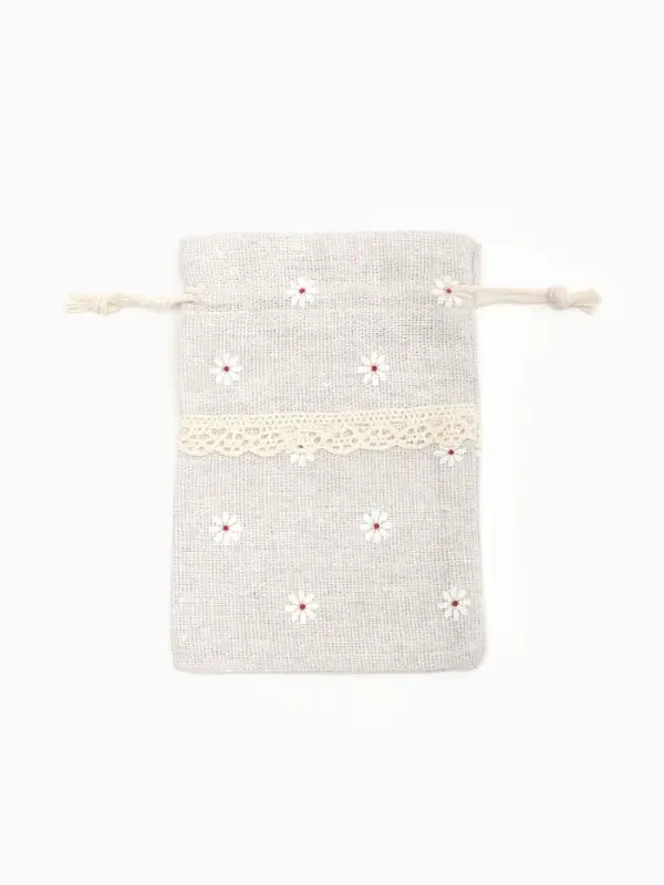 Мешочек подарочный &laquo;Лён&raquo; с ромашкой 10&times;13.5, цвет кремовый