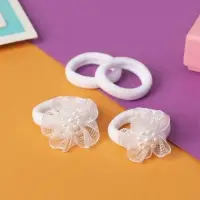 Резинка для волос "Арина" (набор 8 шт) цветочки, 4 см, белый