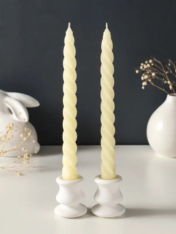 Набор свечей витых, 2,3х 24,5 см, 5 ч, 50 г, 2 штуки, слоновая кость