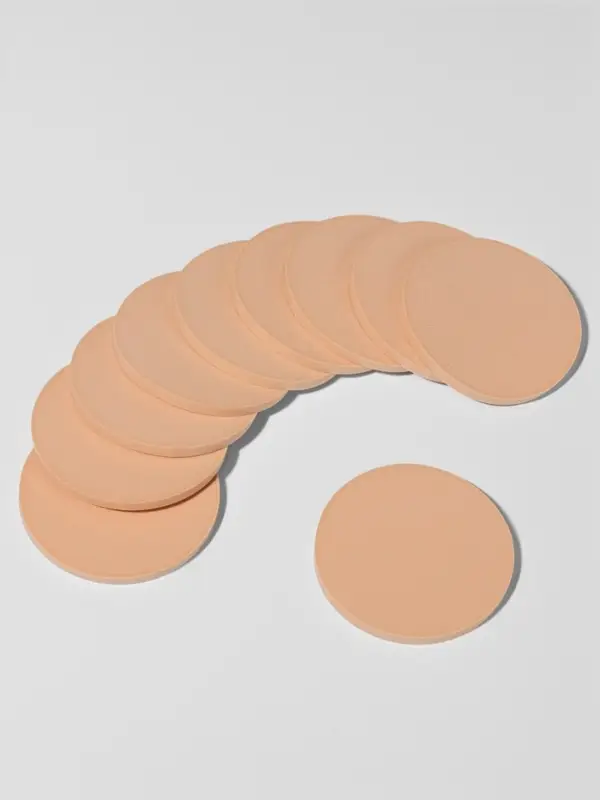 Спонжи для макияжа, набор - 10 шт., d=8 см, бежевые