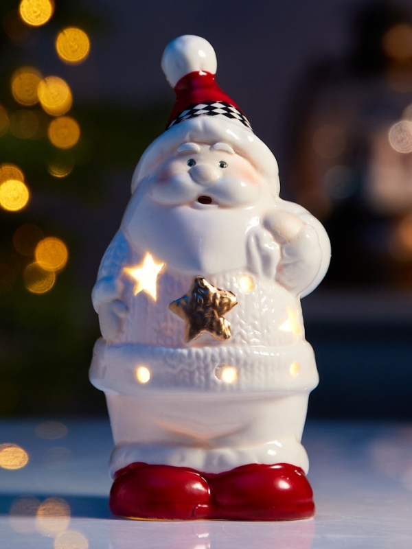 Светодиодная фигура "Дед мороз в свитере" 13.8х6х7, 1 LED, LR44x3(в компл.), Т/БЕЛЫЙ