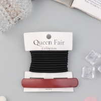 Набор для волос &laquo;Лилит&raquo; (10 резинок 6,5см, заколка-автомат 9 см) чёрный бордовый