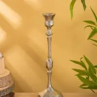 Подсвечник "Грани" алюминий 30 см, цв. серебро