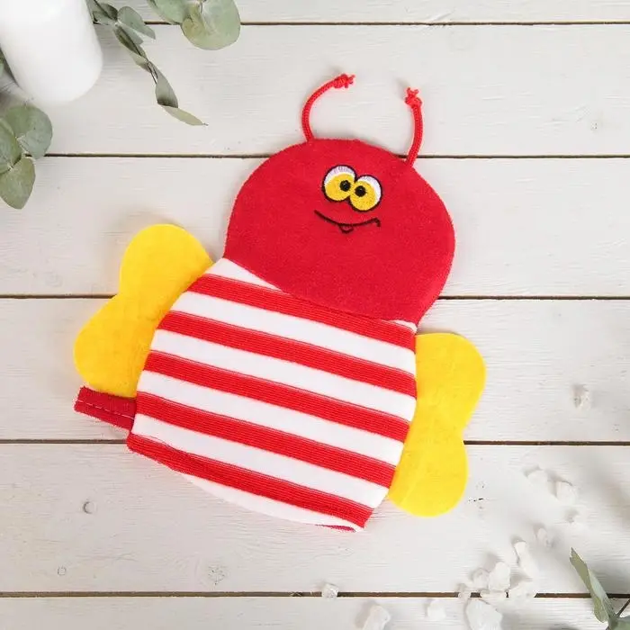 Мочалка-варежка детская для купания Доляна &laquo;Пчёлка&raquo;, цвет МИКС