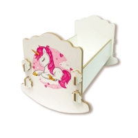 Кроватка-люлька &laquo;Единорог&raquo;, 43 см, белый, принт