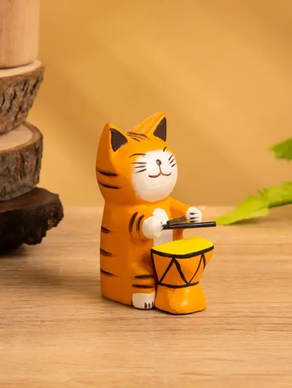 Сувенир &laquo;Кот барабанщик&raquo;, 3.5&times;5.5&times;8 см, дерево, МИКС