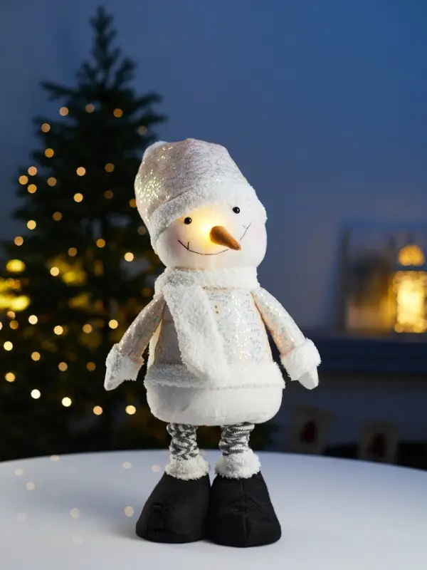 Фигура текстиль &laquo;Снеговик&raquo; 55-84 см, телеск-е ножки, 1LED, LR1130х3 (в компл.), Т/БЕЛЫЙ