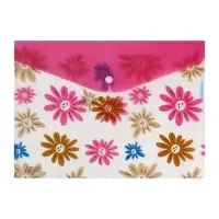 Папка-конверт на кнопке, А4, 180 мкм, "Цветы", МИКС