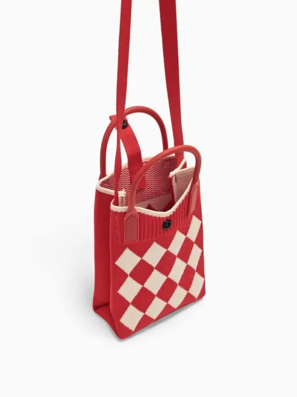 Сумка подр Ромбы, 12*4*17, отд на кнопке, дл ремень, красный