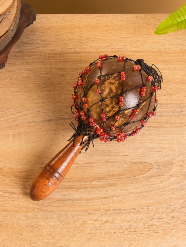 Сувенирный музыкальный инструмент "Маракас" махагон, кокос, 10х10х23 см