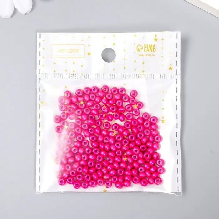 Бисер стекло 6/0 "Тёмно-розовый" 15 гр