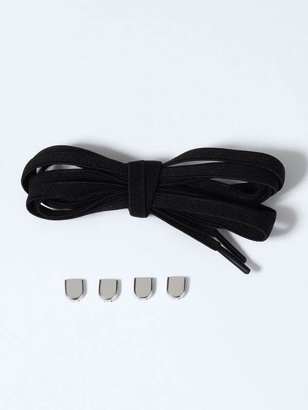 Шнурки с плоск сечением 8мм 100&plusmn;5см (пара) эласт с фикс черн пакет SS