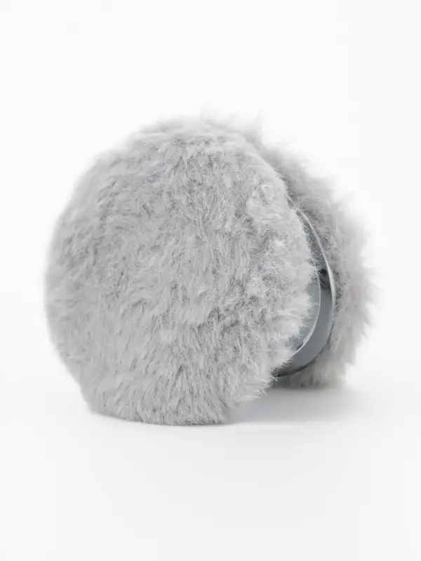 Зеркало складное &laquo;Мех&raquo;, d=8 см, с увеличением, с искусственным мехом, серое