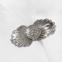 Зажим для кардигана &laquo;Перья&raquo;, цвет белый в серебре