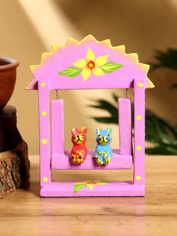 Сувенир &laquo;Зайки на качелях&raquo;, 11&times;5.4&times;14.4 см, дерево, сиреневый