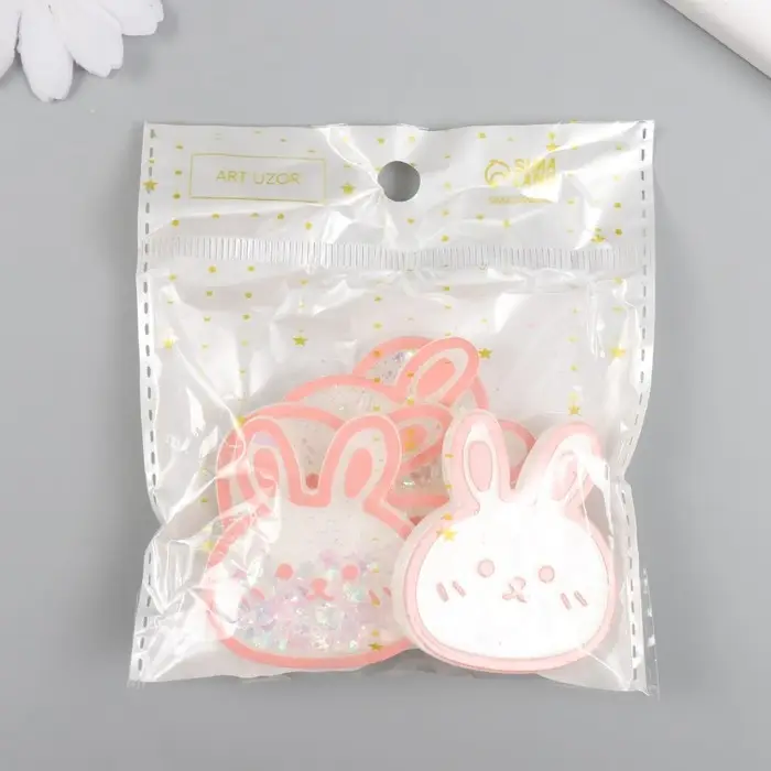 Шейкер для творчества акрил "Зайчик" с глиттером 0,4х4,2х4,7 см