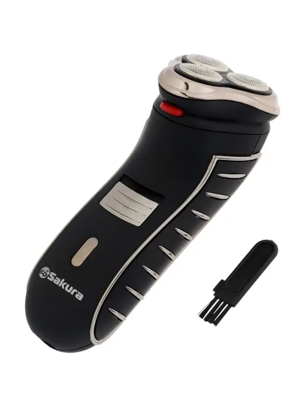 Электробритва Sakura SA-5414BK, АКБ, сеточная, 3 плавающие головки, триммер, чёрная