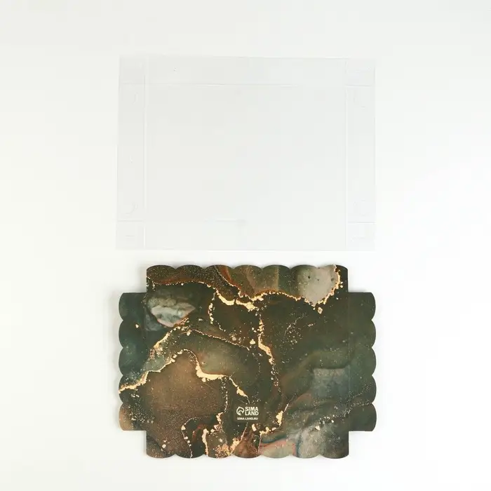 Коробка для печенья, кондитерская упаковка с пластиковой крышкой, &laquo;Мрамор&raquo;, 22 х 15 х 3 см