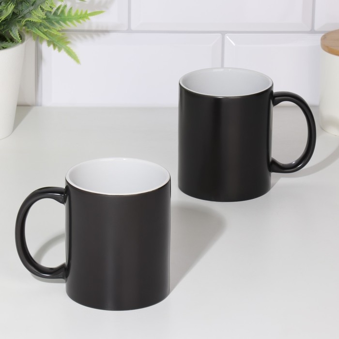 Кружка под сублимацию, хамелеон, керамическая с логотипом, цвет черный, объем 320 мл