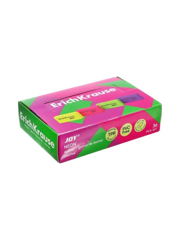 Ластик ErichKrause Joy, 50 х 22 х 12 мм, мягкий, гипоаллергенный, МИКС