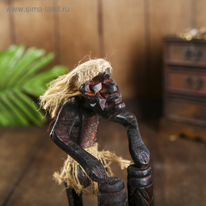 Сувенир &laquo;Абориген с двумя барабанами&raquo;, 19&times;9&times;9 см, дерево