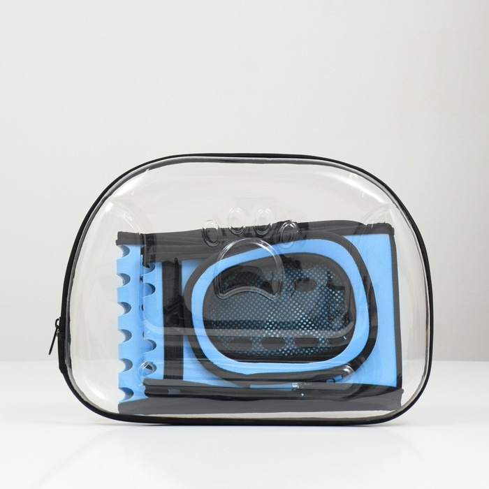 Переноска для животных прозрачная, 42*32*28 см, голубая Переноска для животных прозрачная, 42*32*28 см, голубая