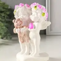Фигурка гипс &laquo;Ангелочки с медведем&raquo;, 13&times;7&times;9 см, белый с росписью