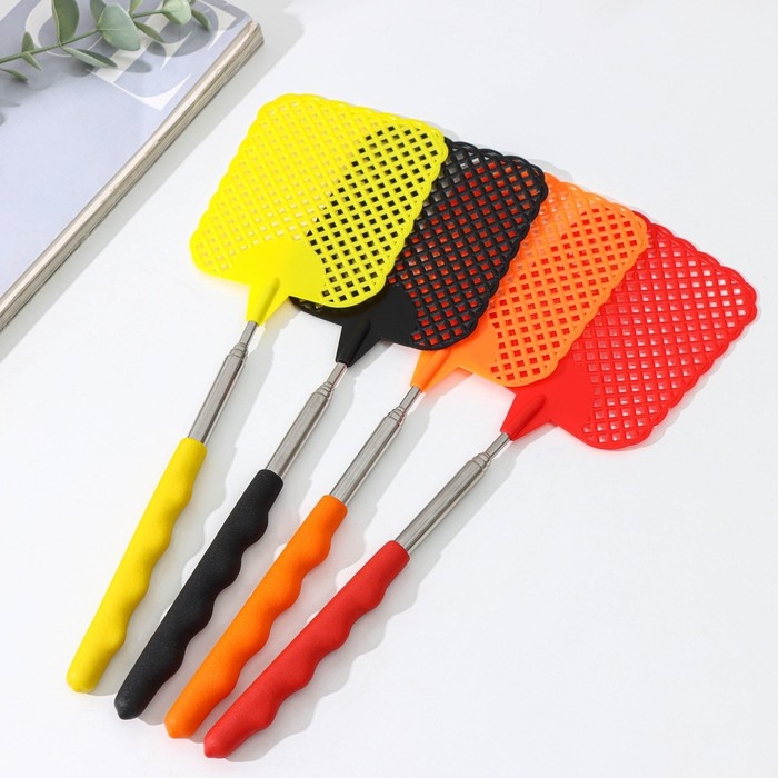 Мухобойка телескопическая, длина 26-70 см, размер рабочей части 8&times;9,4 см, цвет МИКС