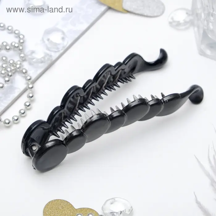 Банан для волос &laquo;Классика&raquo;, овалы, 10 см, чёрный