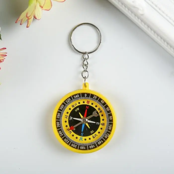 Брелок для ключей на кольце &laquo;Круглый&raquo;, с компасом, пластик, 4.5&times;4.5&times;1 см, МИКС