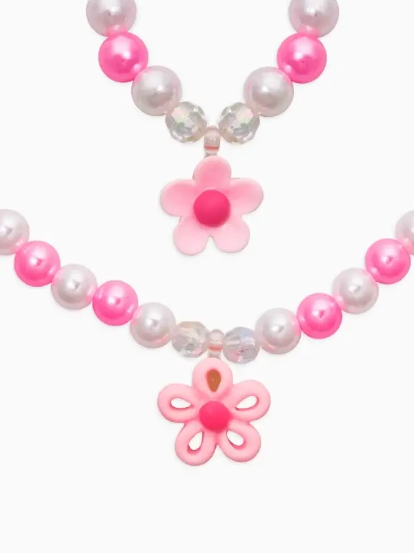 Набор детских украшений "Выбражулька" цветок, 4 предмета: клипсы, кольцо, бусы, браслет