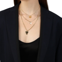 Кулон &laquo;Цепь&raquo; два сердца и круг, цвет золото