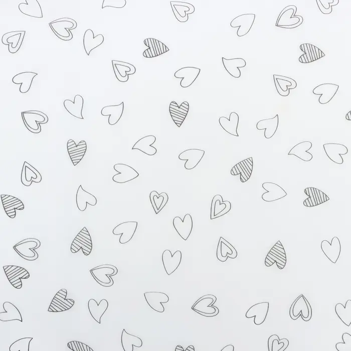 Бумага упаковочная тишью, &laquo;Сердечки&raquo;, 50 см &times; 70 см 17 грамм, белая