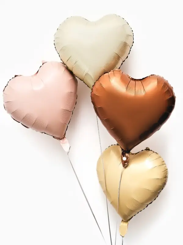 Воздушные шары фольгированные 17" "Сердце" цвет молочный сатин, набор 5 штук