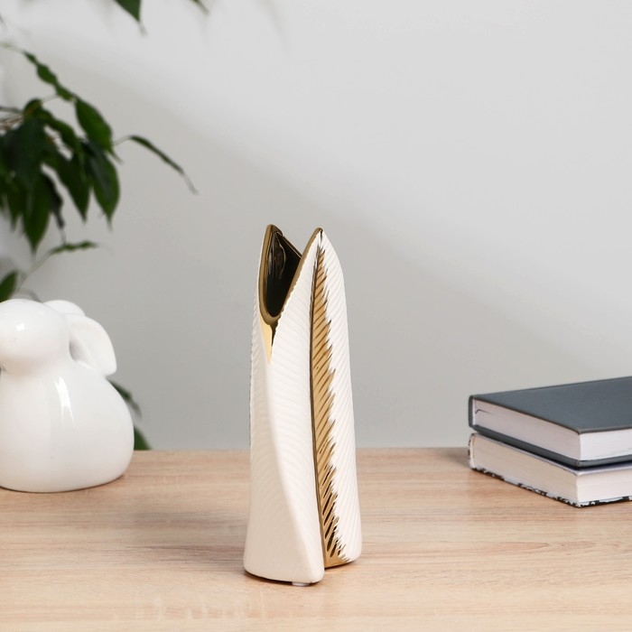 Керамическая ваза декоративная настольная &laquo;Кэнди&raquo;, для цветов, сухоцветов, 20 см, белый