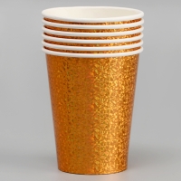 Стаканы бумажные &laquo;Голография&raquo;, 6 шт., цвет золото