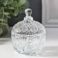 Шкатулка стекло "Цветочная" прозрачная 6,8х6,8х9 см