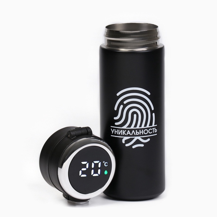 Термокружка, 420 мл, Simple "Уникальность", сохраняет тепло 8 ч, термометр
