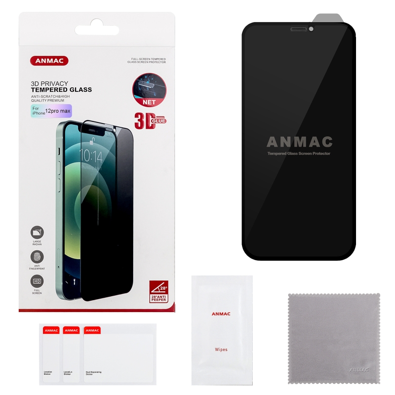 Защитное стекло iPh 12 Pro Max ANMAC 3D Privacy с сеточкой Арт. 1137258