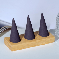 Подставка для колец 13&times;5&times;8, дерево, конусы, цвет серый