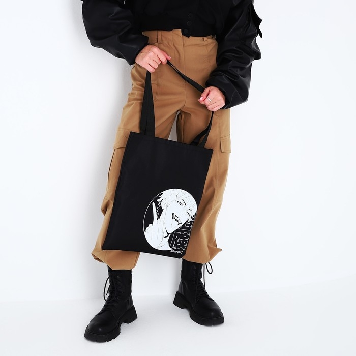 Шопер &laquo;Аниме&raquo; 35х0.5х40 см, отд без молнии, без подклада, чёрный