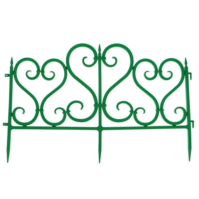 Ограждение декоративное, 32 &times; 300 см, 6 секций, пластик, зелёное