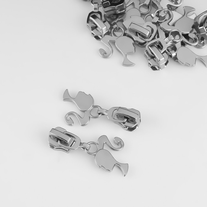 Бегунок автоматический для металлической молнии, №5, декоративный &laquo;Кукла&raquo;, 10 шт, цвет никель