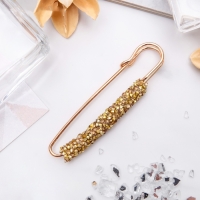 Булавка &laquo;Вечеринка&raquo; стразы, 7 см, цвет золото