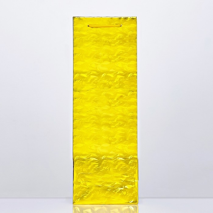 Новый год. Пакет подарочный, новогодний под бутылку фольгированный, "Золото" 35 Х 12 Х 9 см.