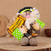 Оберег-домовой "Кузя в кепке, с метлой и подковой", 23х25х13 см МИКС