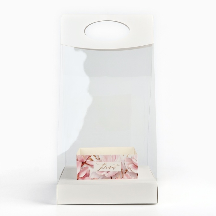 Коробка подарочная складная переноска для цветов, упаковка, &laquo;Нежность&raquo;, 20 x 20 x 4 см